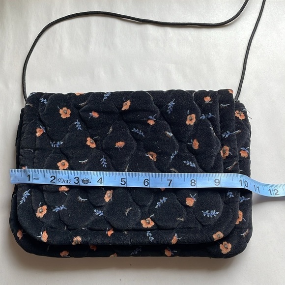 Cottagecore Quilted Floral Purse Black Velour Strap Soft Boho New Beginnings - Picture 9 of 12